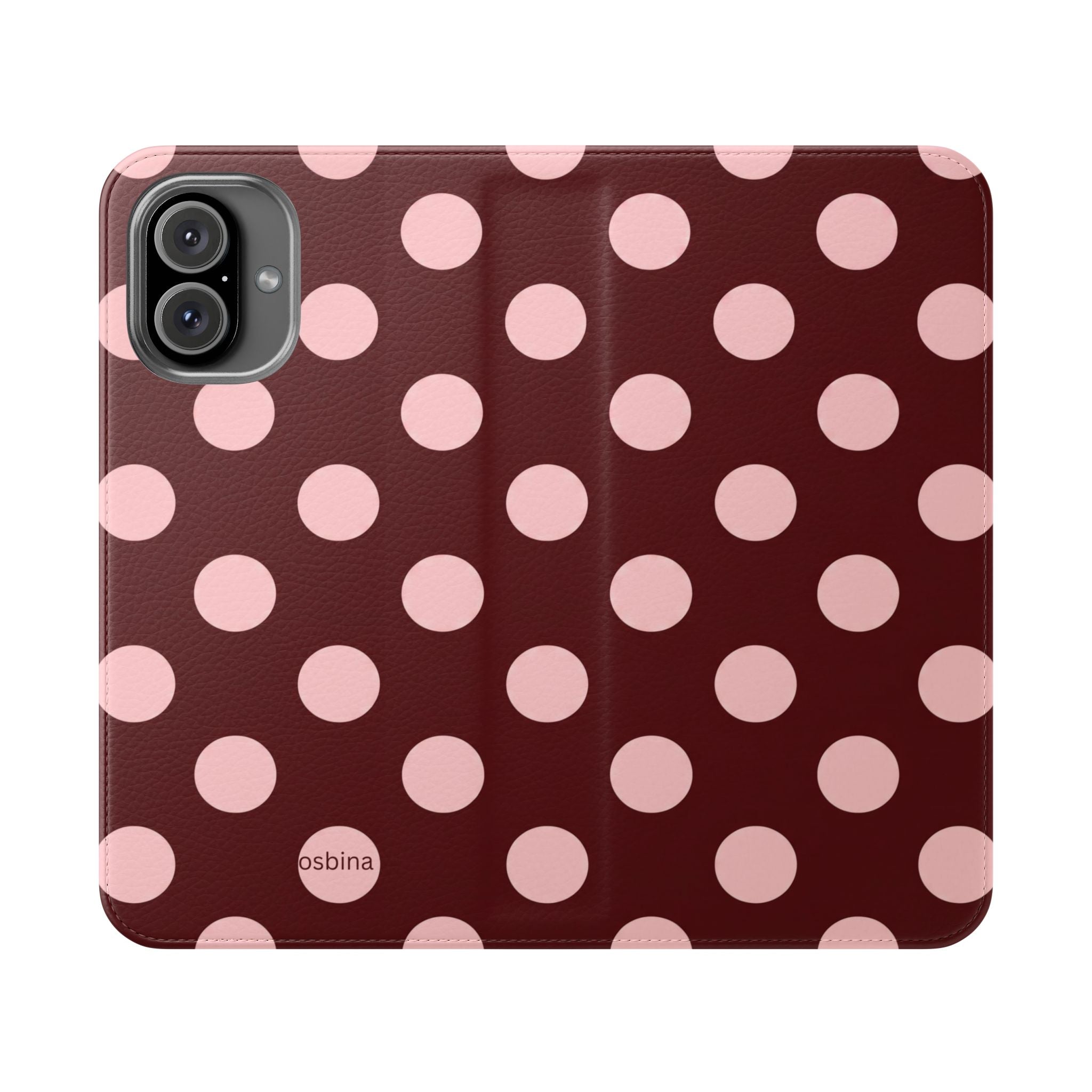 osbina | Wallet Flip Case for iPhone & Samsung | Oxblood Dot