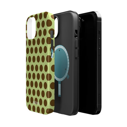 osbina | MagSafe compatible for iPhone | Chartreuse Cocoa Dots Phone Case | Color Edit Collection