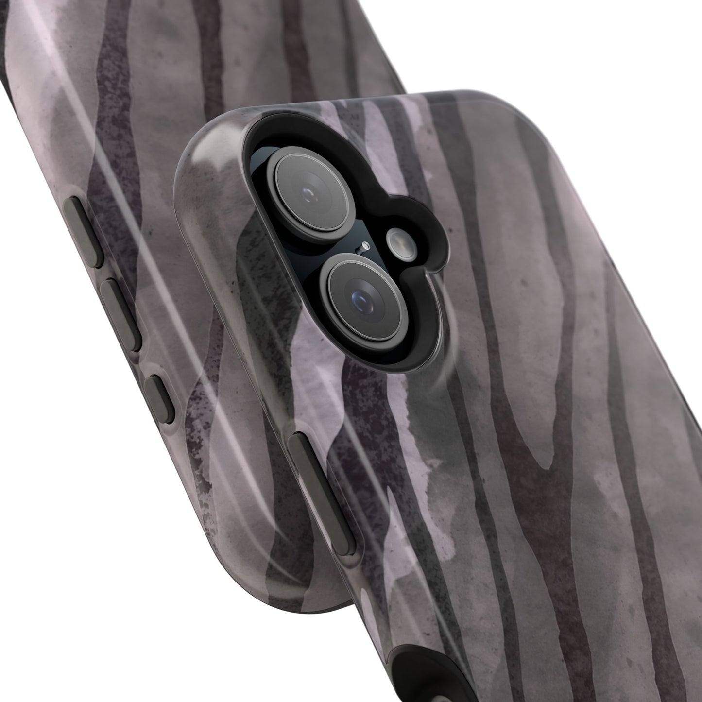 osbina | MagSafe Compatible for iPhone | Stripes on Point — The Muted Gray + Black Tiger Case | The Season Collective