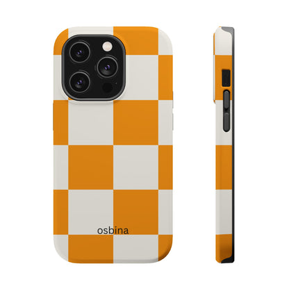 osbina | MagSafe Compatible for iPhone | Check You Out — The Orange + White Check Case | The Season Collective