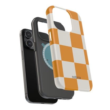 osbina | MagSafe Compatible for iPhone | Check You Out — The Orange + White Check Case | The Season Collective