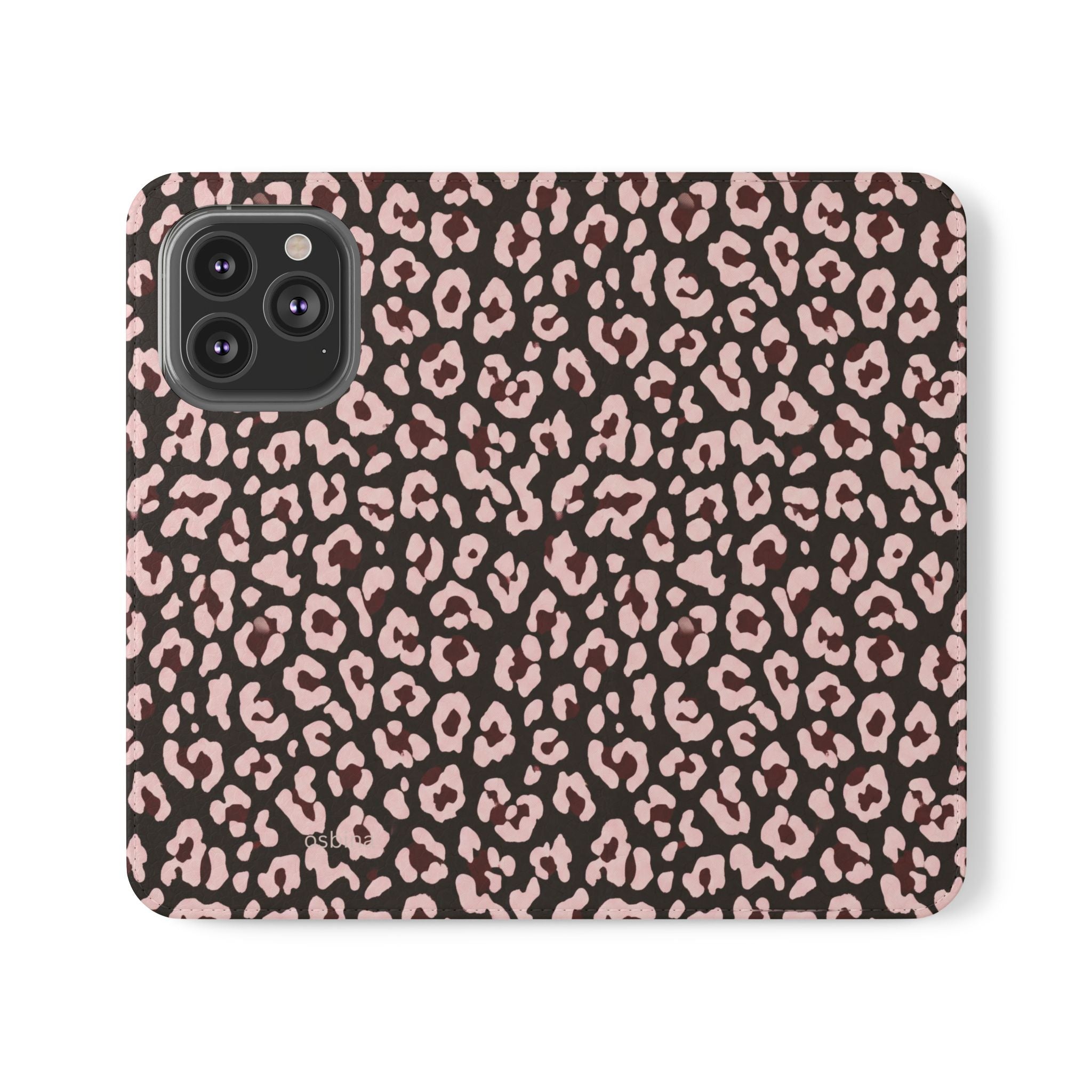 osbina | Wallet Flip Case for iPhone & Samsung | Chocolate Pink Leopard