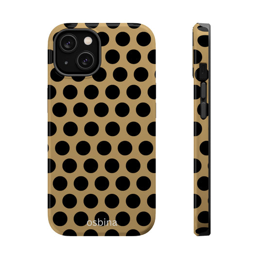 osbina | MagSafe compatible for iPhone | Camel Noir Dots Phone Case | Modern Muse Collection