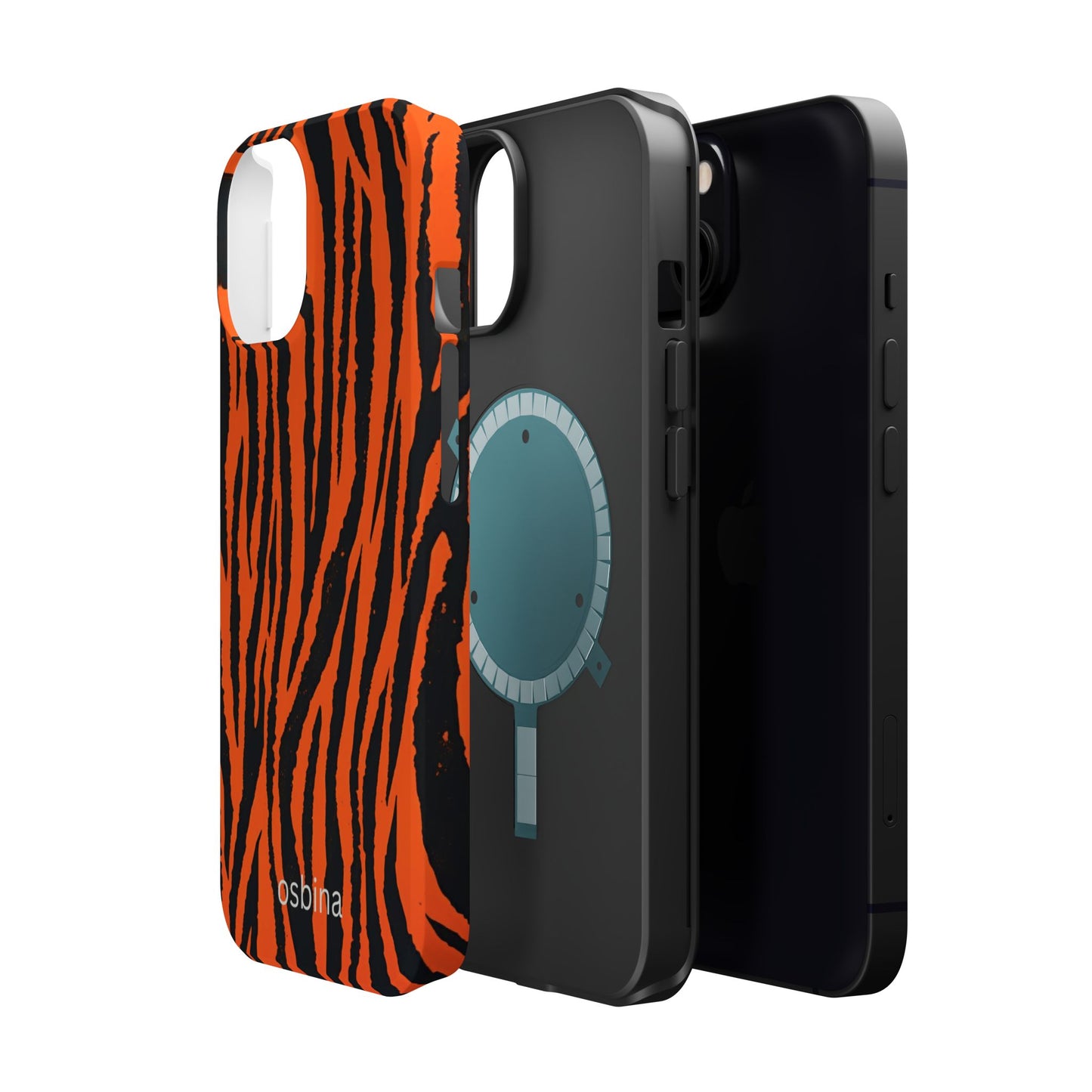 osbina | MagSafe Compatible for iPhone | Tiger, But Make It Chic — The Bengal Stripe Case in Orange + Black | The Season Collective