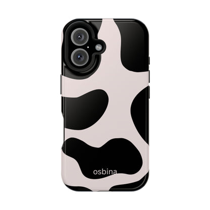 osbina | MagSafe compatible for iPhone | Prairie Chic Pink & Black Cow Print Phone Case | Modern Muse Collection