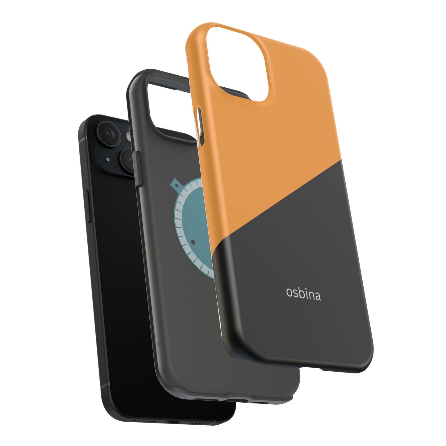 osbina | MagSafe Compatible for iPhone | Bold Moves Only — The Orange + Black Split Diagonal Case | The Season Collective