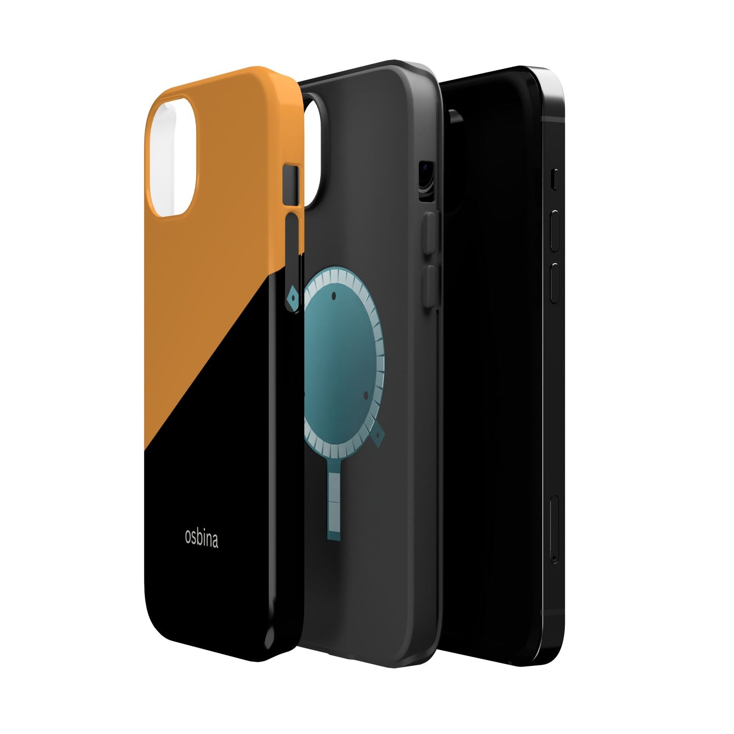 osbina | MagSafe Compatible for iPhone | Bold Moves Only — The Orange + Black Split Diagonal Case | The Season Collective