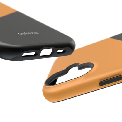 osbina | MagSafe Compatible for iPhone | Bold Moves Only — The Orange + Black Split Diagonal Case | The Season Collective