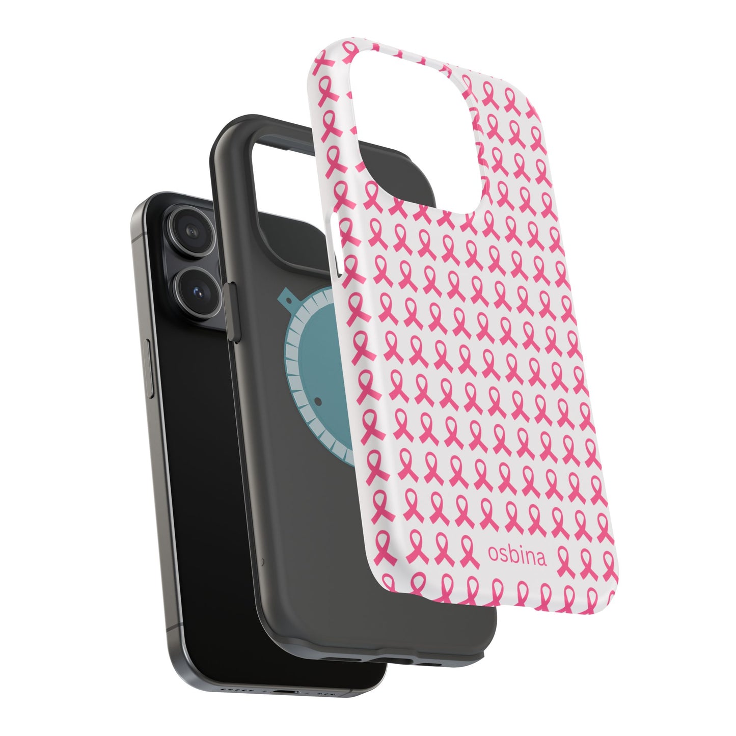 osbina |  MagSafe compatible for iPhone | Limited Edition The Side By Side Pink Ribbons Case in Light Pink + Soft Pink + Hot Pink | The Pink October Collection | Inspired By