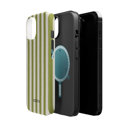 osbina | MagSafe compatible for iPhone | Verde Stripe Phone Case | Color Edit Collection