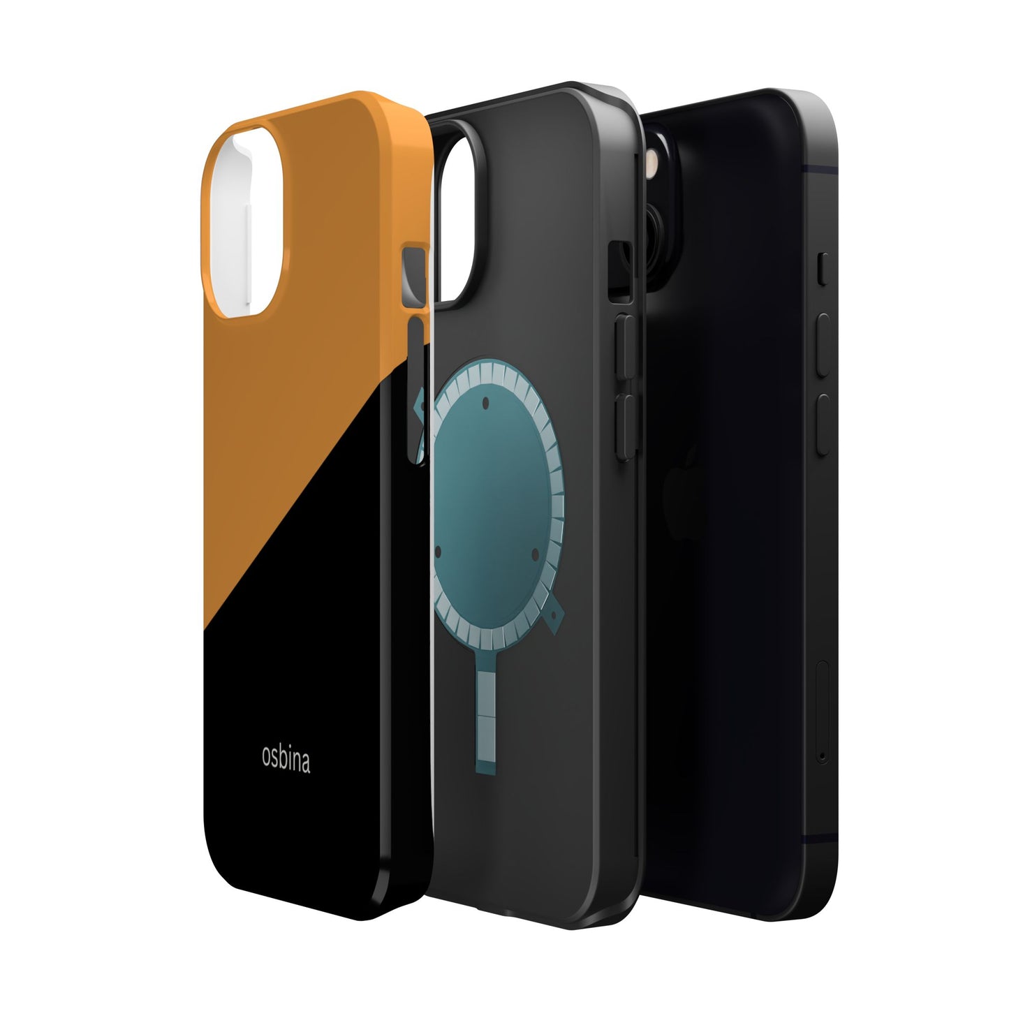 osbina | MagSafe Compatible for iPhone | Bold Moves Only — The Orange + Black Split Diagonal Case | The Season Collective