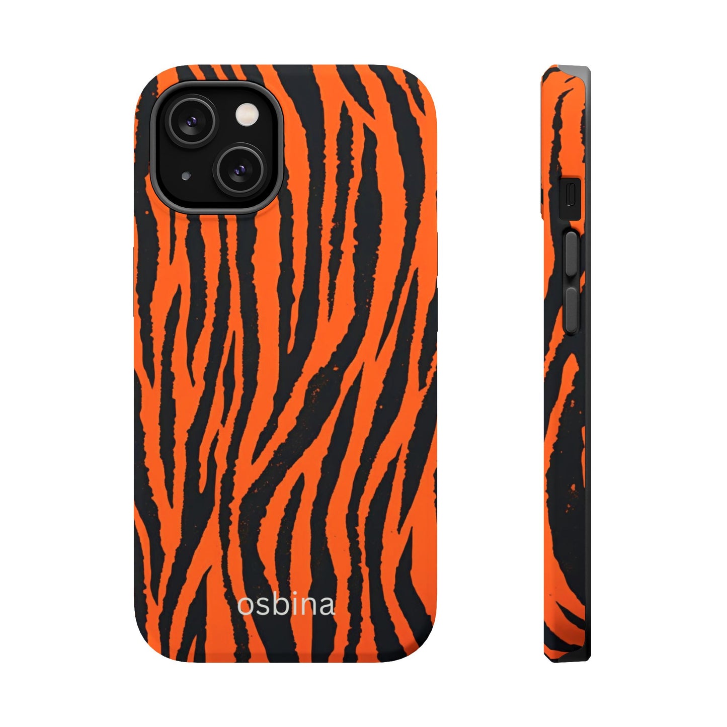osbina | MagSafe Compatible for iPhone | Tiger, But Make It Chic — The Bengal Stripe Case in Orange + Black | The Season Collective