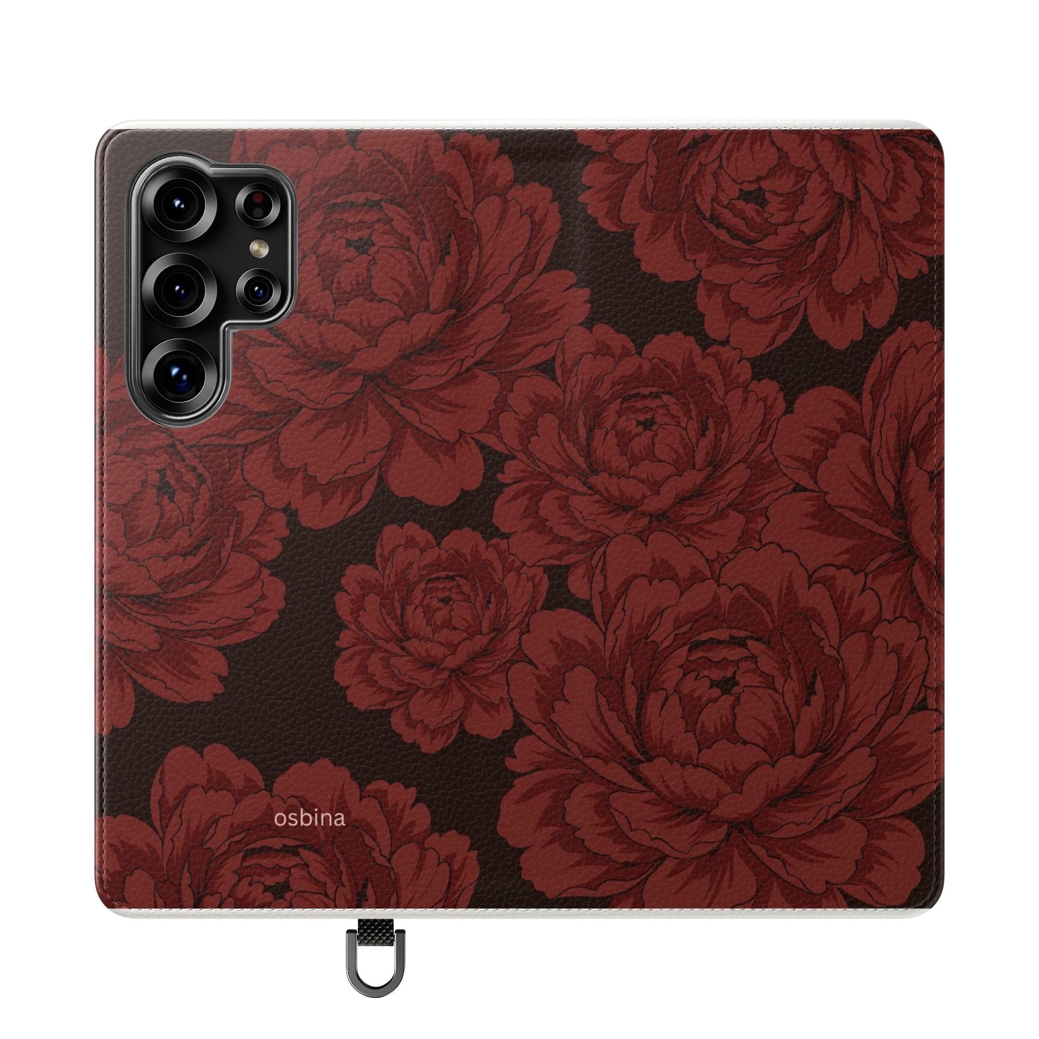 osbina | Wallet Flip Case for iPhone & Samsung | Oxblood Peony