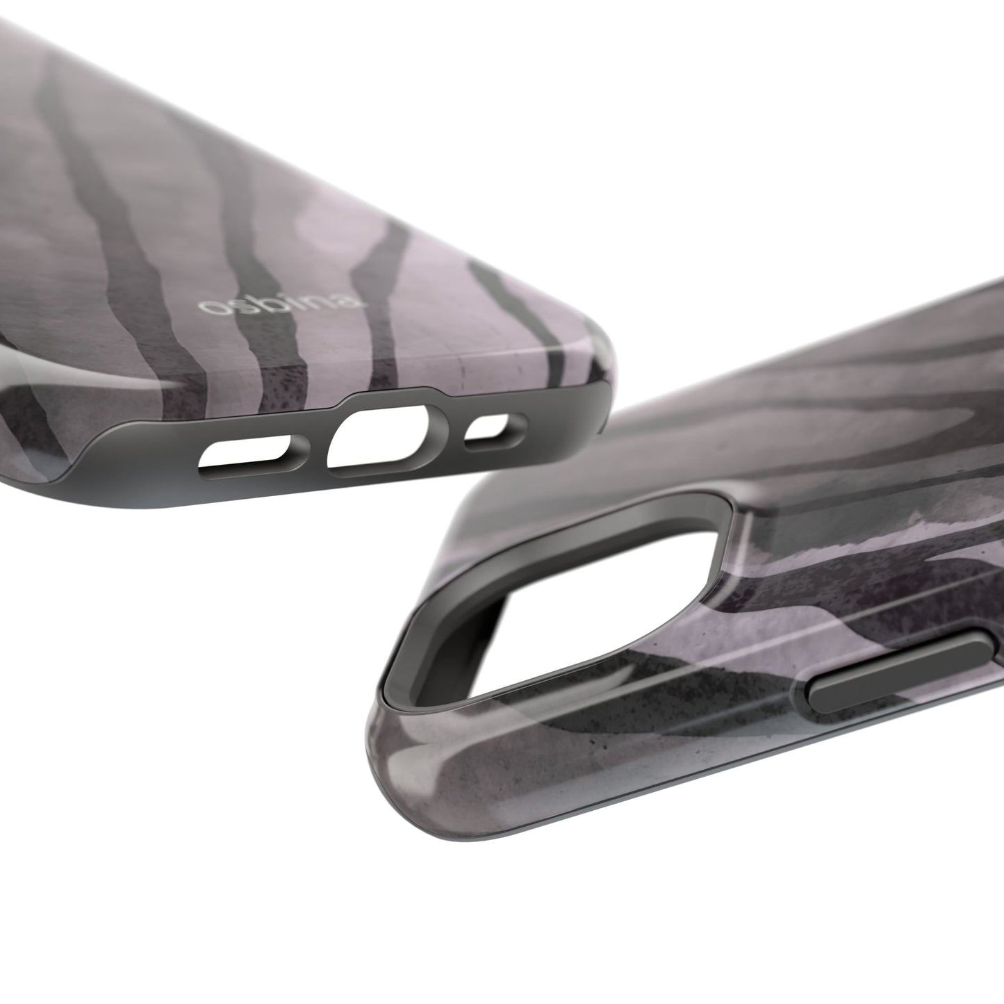 osbina | MagSafe Compatible for iPhone | Stripes on Point — The Muted Gray + Black Tiger Case | The Season Collective