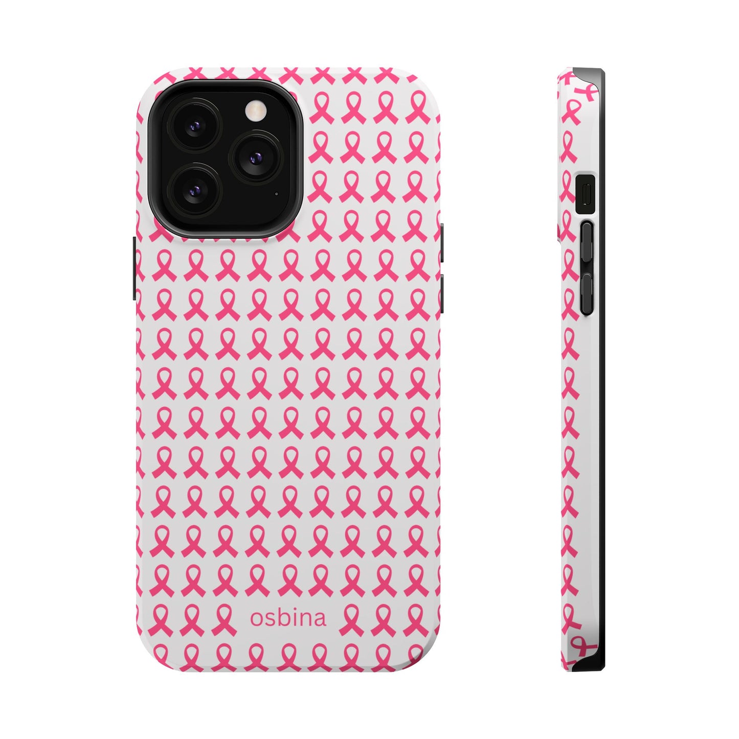 osbina |  MagSafe compatible for iPhone | Limited Edition The Side By Side Pink Ribbons Case in Light Pink + Soft Pink + Hot Pink | The Pink October Collection | Inspired By
