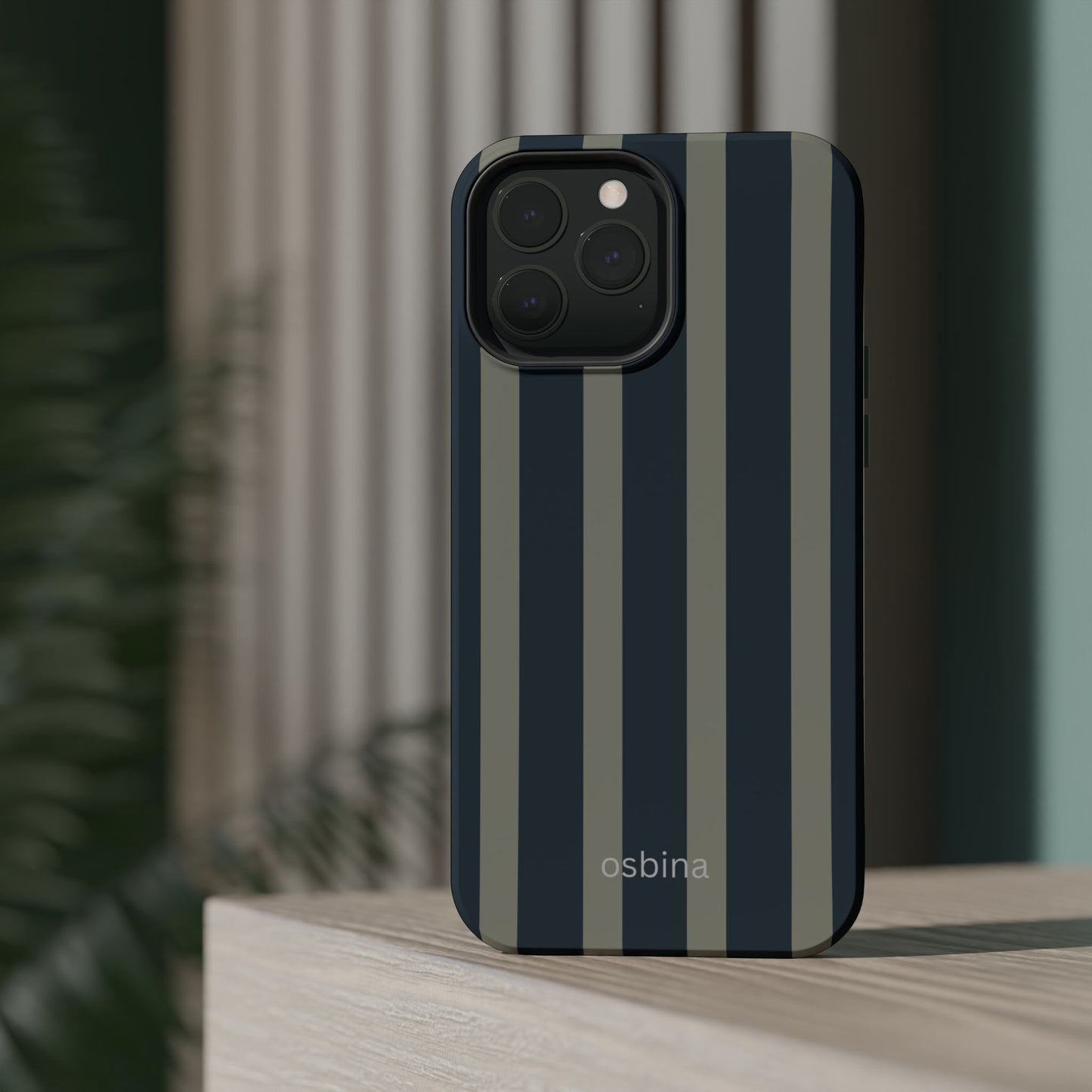 osbina | MagSafe compatible for iPhone | Grayhaven Navy & Gray Sophisticated Phone Case | Modern Muse Collection