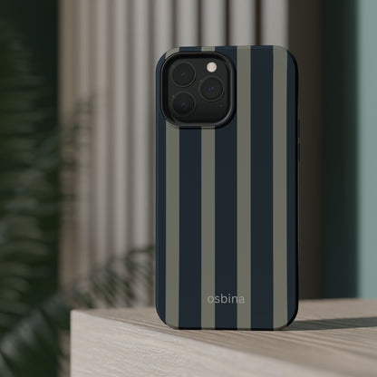 osbina | MagSafe compatible for iPhone | Grayhaven Navy & Gray Sophisticated Phone Case | Modern Muse Collection