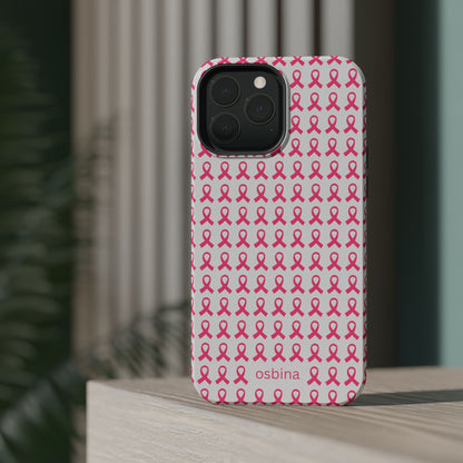 osbina |  MagSafe compatible for iPhone | Limited Edition The Side By Side Pink Ribbons Case in Light Pink + Soft Pink + Hot Pink | The Pink October Collection | Inspired By