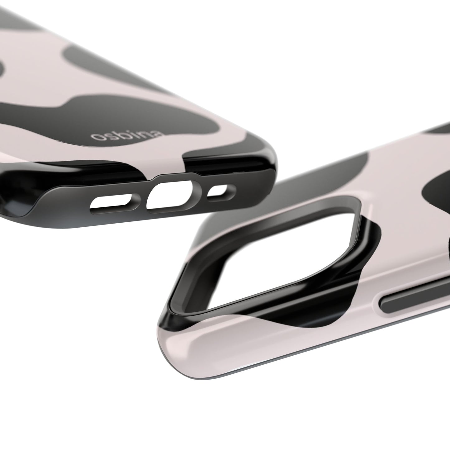 osbina | MagSafe compatible for iPhone | Prairie Chic Pink & Black Cow Print Phone Case | Modern Muse Collection
