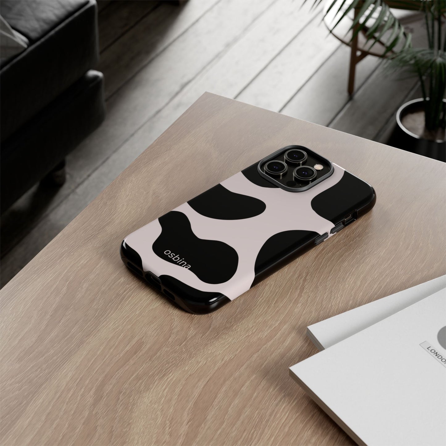 osbina | Prairie Chic Pink & Black Cow Print Phone Case | Modern Muse Collection