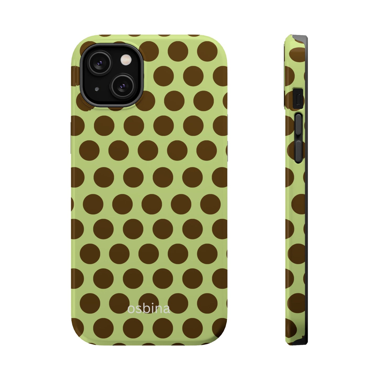 osbina | MagSafe compatible for iPhone | Chartreuse Cocoa Dots Phone Case | Color Edit Collection