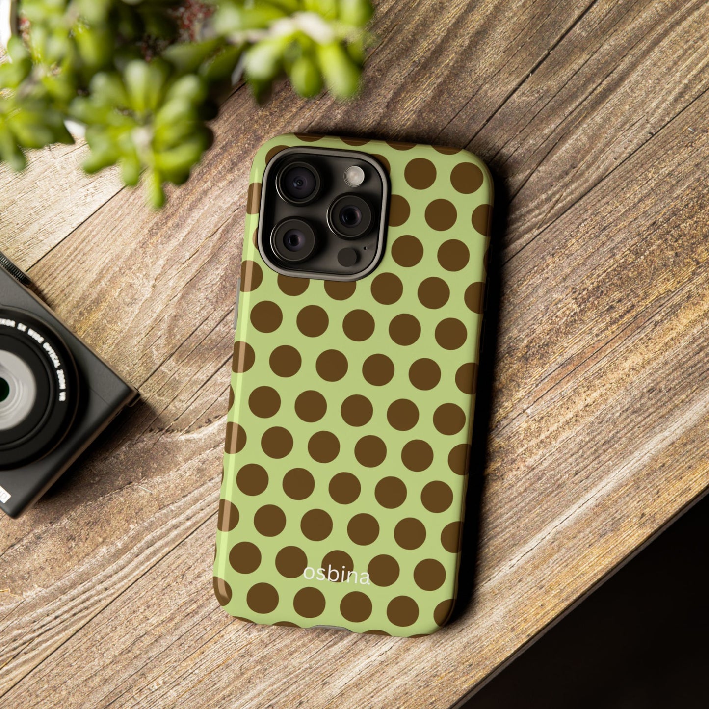 osbina | Chartreuse Cocoa Dots Phone Case | Color Edit Collection