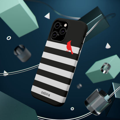 osbina | MagSafe compatible for iPhone | Redbird Edition Thinking of You Phone Case Black & White Stripe | Inspired By Collection