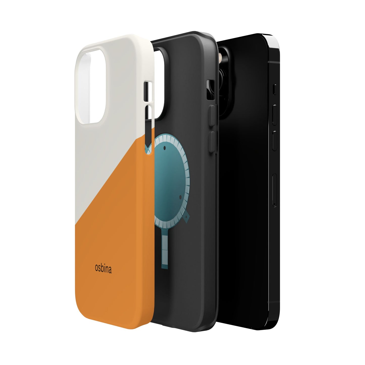 osbina | MagSafe Compatible for iPhone | Divide & Conquer — The Orange + White Split Diagonal Case | The Season Collective
