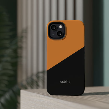 osbina | MagSafe Compatible for iPhone | Bold Moves Only — The Orange + Black Split Diagonal Case | The Season Collective