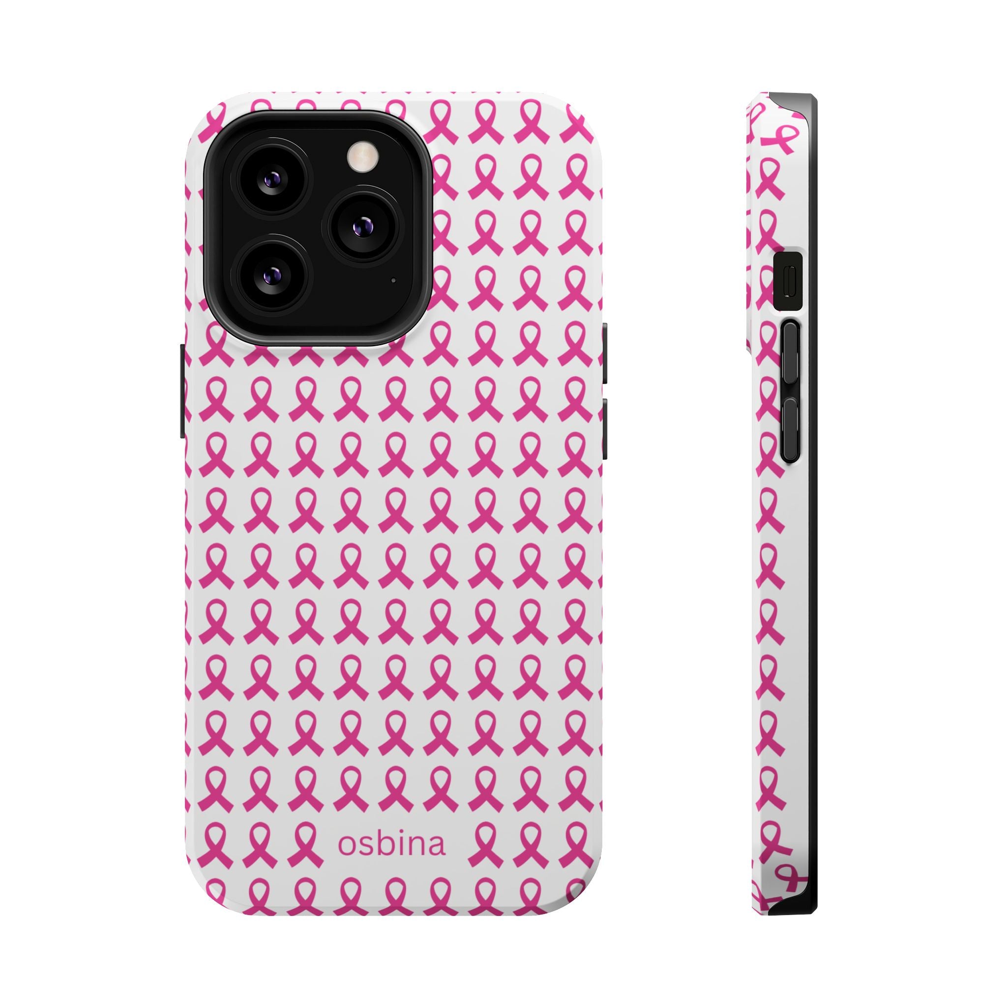 YAYOU MagSafe for iPhone | Side by Side Pink Ribbon Designer Case | osbina