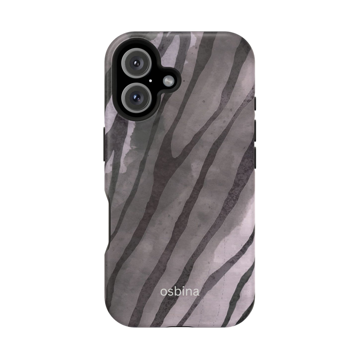osbina | MagSafe Compatible for iPhone | Stripes on Point — The Muted Gray + Black Tiger Case | The Season Collective