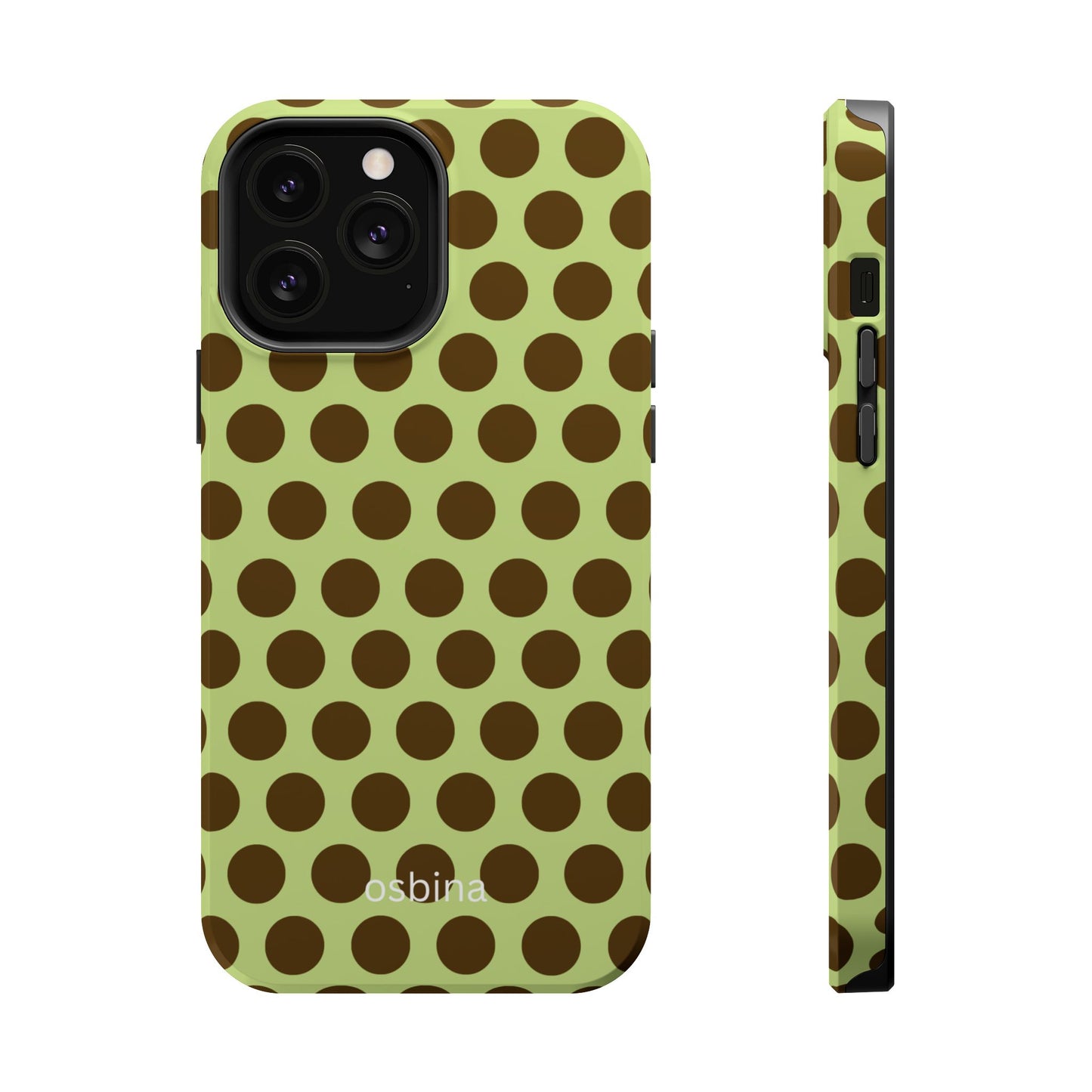 osbina | MagSafe for iPhone | Chartreuse Cocoa Dots Designer Case