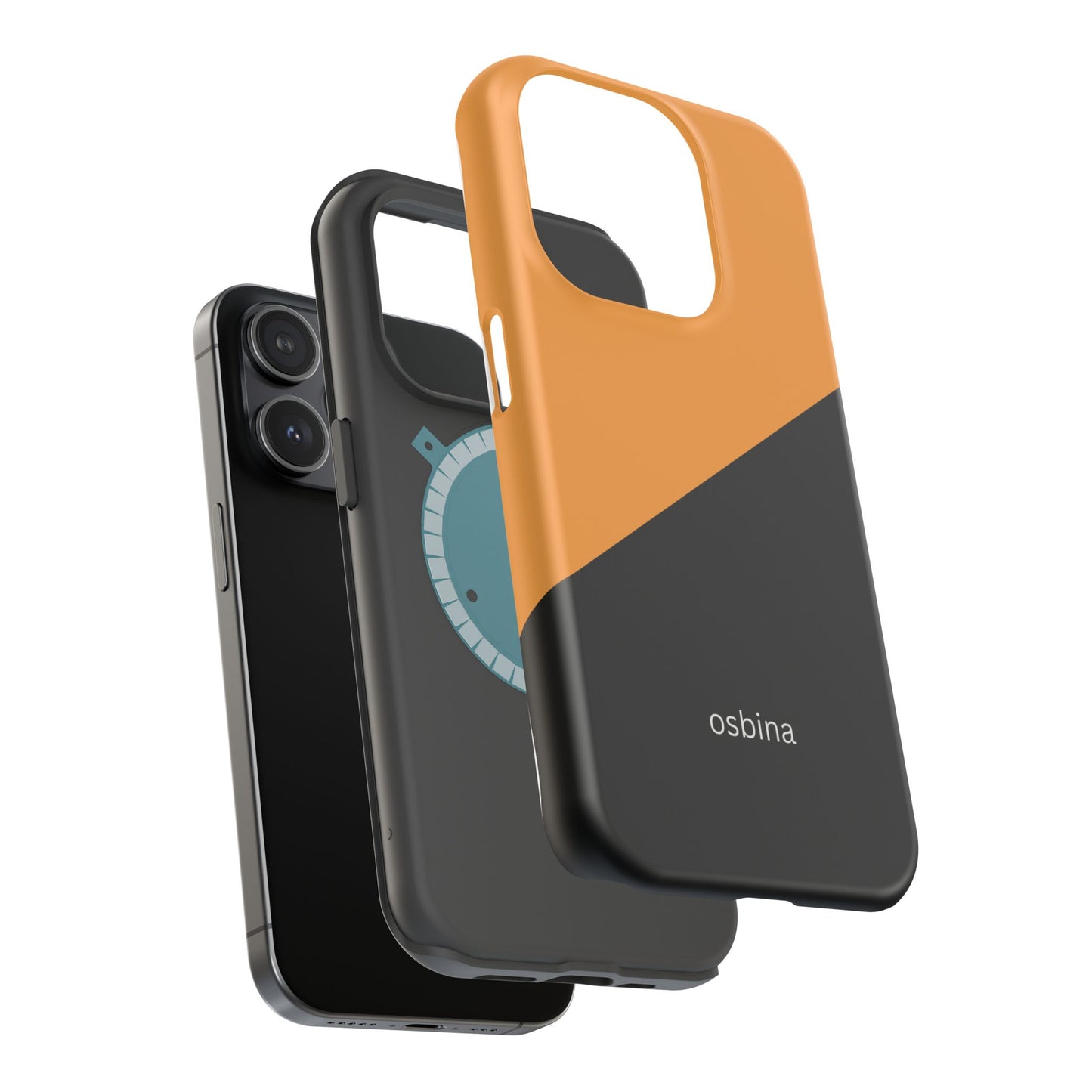 osbina | MagSafe Compatible for iPhone | Bold Moves Only — The Orange + Black Split Diagonal Case | The Season Collective