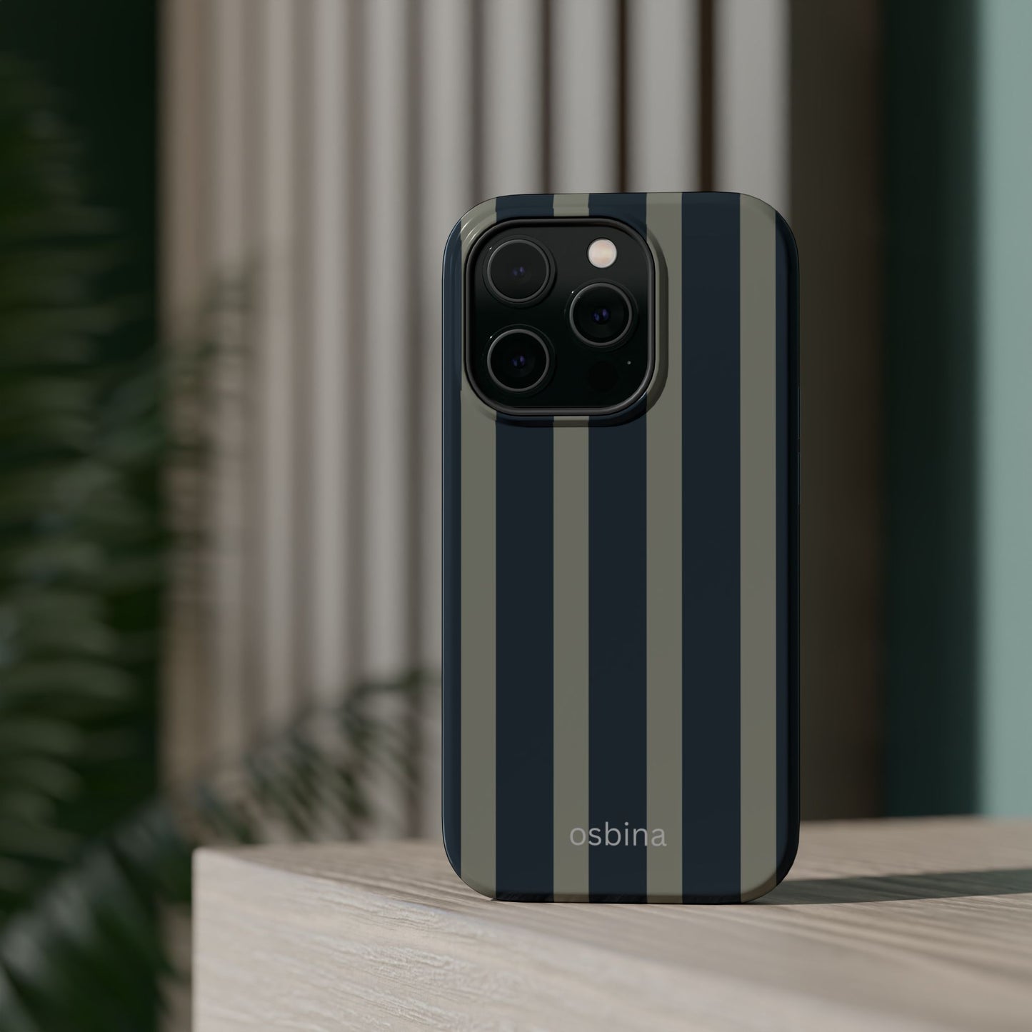 osbina | MagSafe compatible for iPhone | Grayhaven Navy & Gray Sophisticated Phone Case | Modern Muse Collection