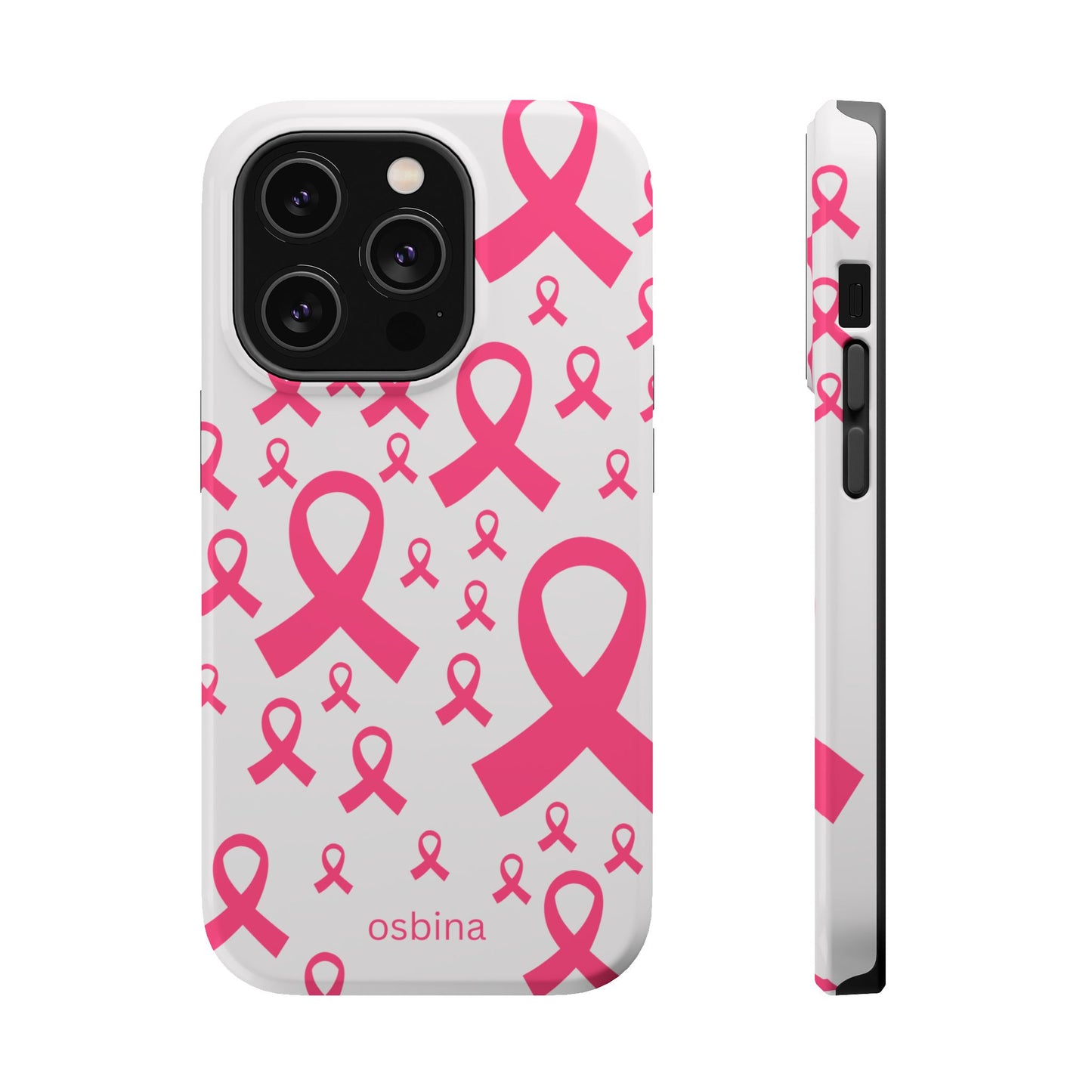 osbina |  MagSafe compatible for iPhone | Limited Edition Strength in Ribbons Case in Light Pink + Soft Pink + Hot Pink | The Pink October Collection | Inspired By