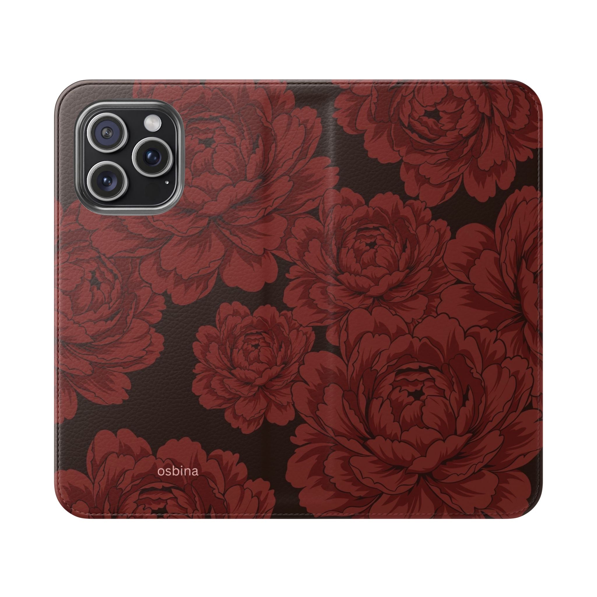 osbina | Wallet Flip Case for iPhone & Samsung | Oxblood Peony