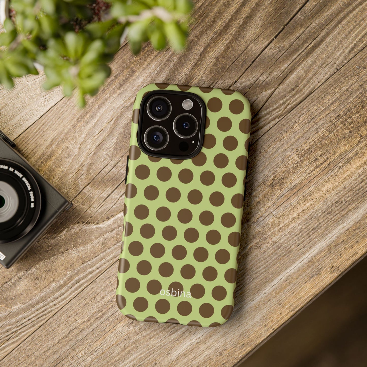 osbina | Chartreuse Cocoa Dots Phone Case | Color Edit Collection