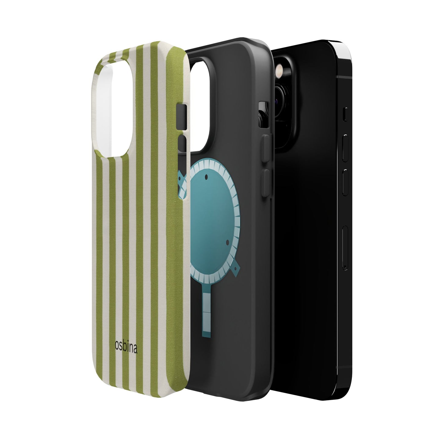 osbina | MagSafe compatible for iPhone | Verde Stripe Phone Case | Color Edit Collection