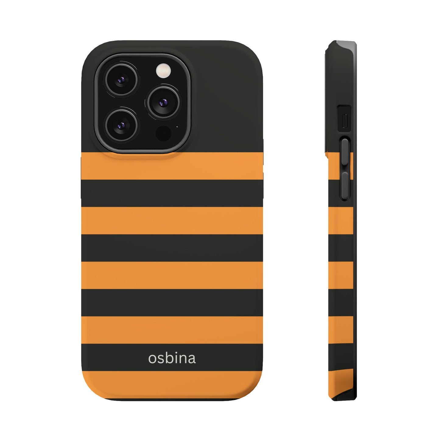 osbina | MagSafe Compatible for iPhone | The Horizon Stripe Case in Black + Orange | The Season Collective