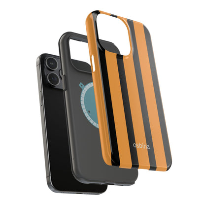 osbina | MagSafe Compatible for iPhone | The Statement Stripe Case in Black + Orange | The Season Collective