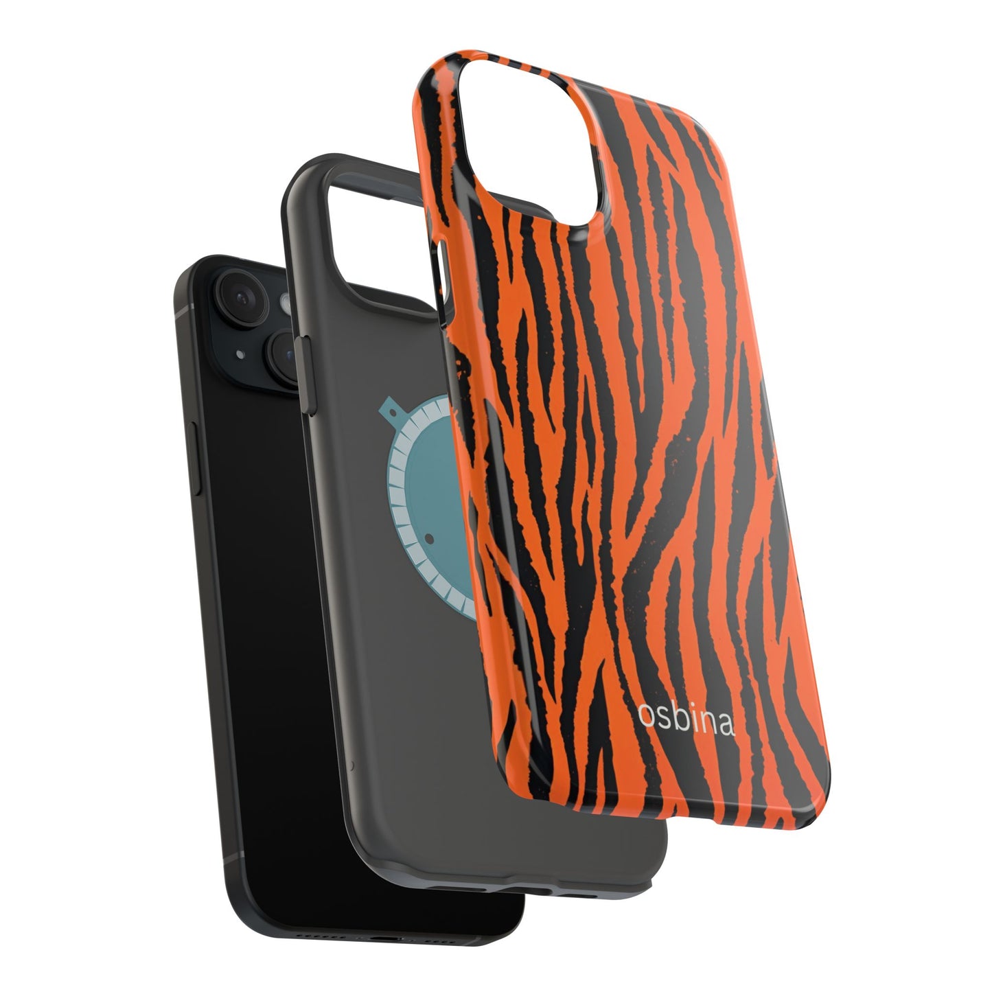 osbina | MagSafe Compatible for iPhone | Tiger, But Make It Chic — The Bengal Stripe Case in Orange + Black | The Season Collective