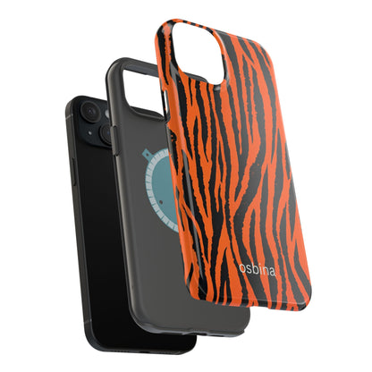 osbina | MagSafe Compatible for iPhone | Tiger, But Make It Chic — The Bengal Stripe Case in Orange + Black | The Season Collective