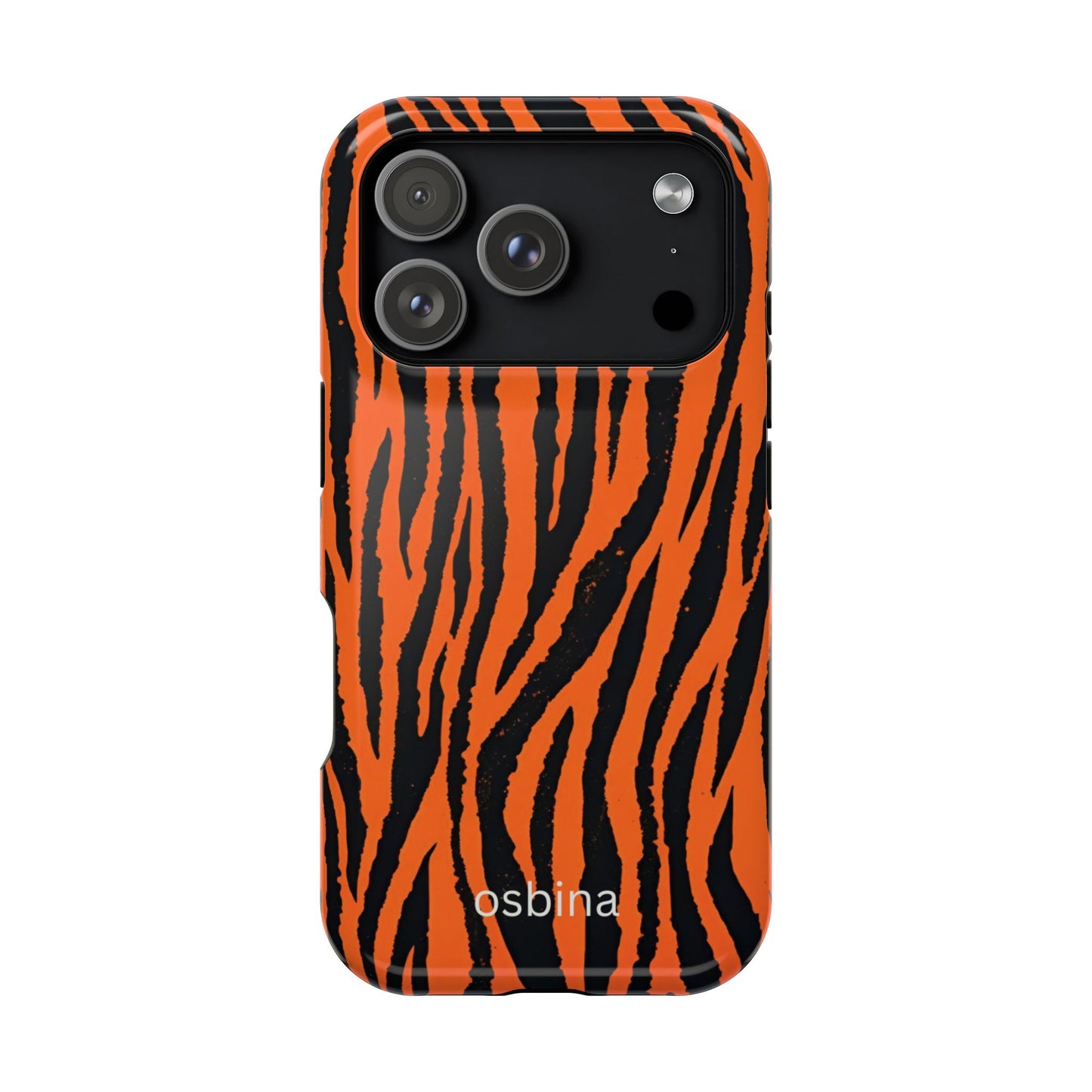 osbina | MagSafe Compatible for iPhone | Tiger, But Make It Chic — The Bengal Stripe Case in Orange + Black | The Season Collective