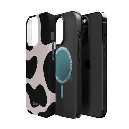osbina | MagSafe compatible for iPhone | Prairie Chic Pink & Black Cow Print Phone Case | Modern Muse Collection