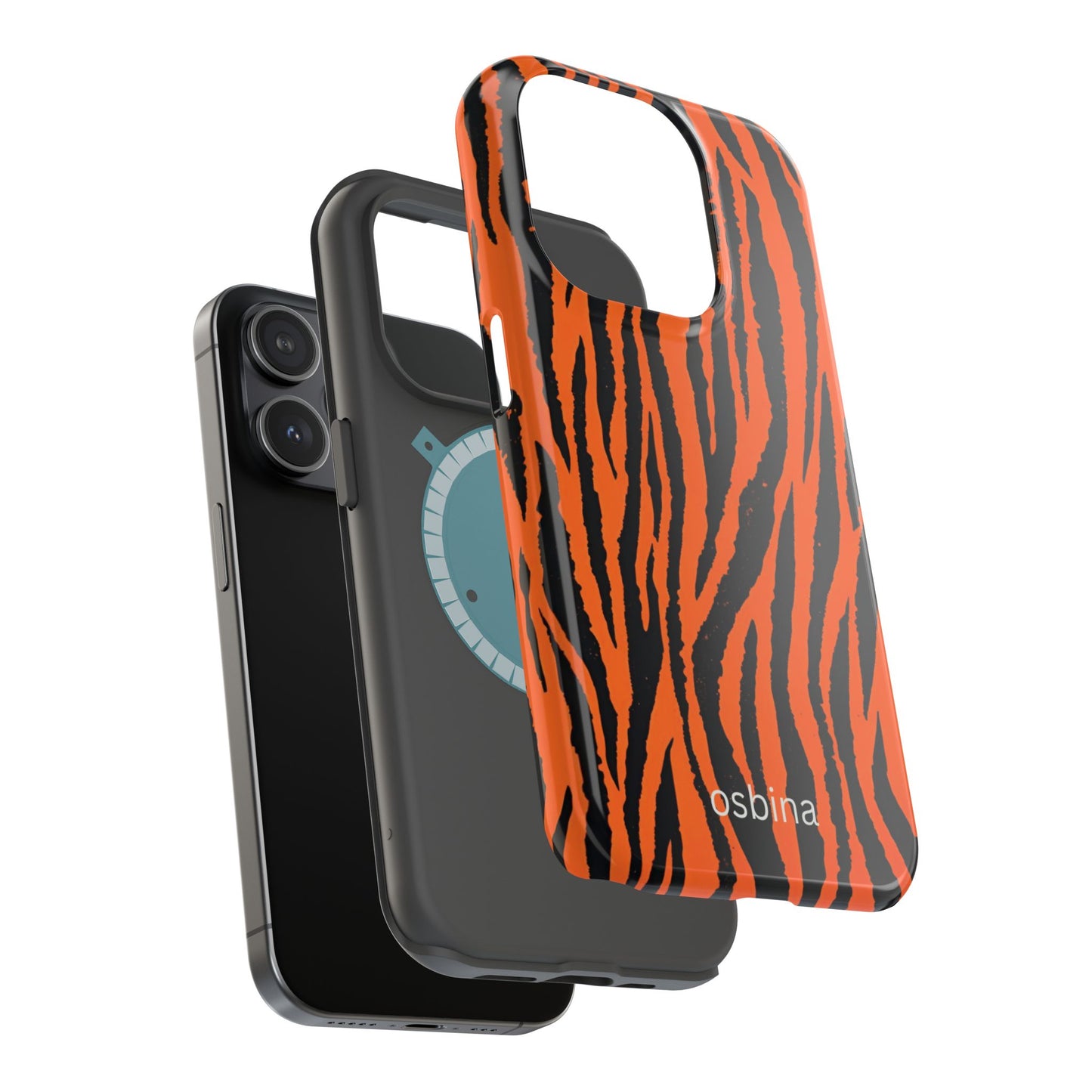 osbina | MagSafe Compatible for iPhone | Tiger, But Make It Chic — The Bengal Stripe Case in Orange + Black | The Season Collective