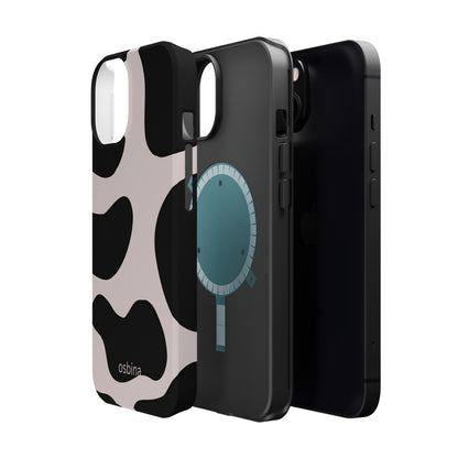 osbina | MagSafe compatible for iPhone | Prairie Chic Pink & Black Cow Print Phone Case | Modern Muse Collection