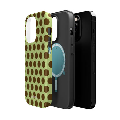 osbina | MagSafe compatible for iPhone | Chartreuse Cocoa Dots Phone Case | Color Edit Collection