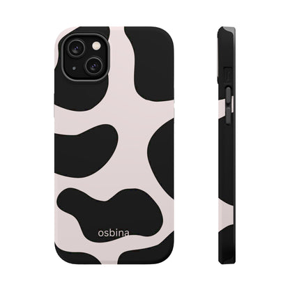osbina | MagSafe compatible for iPhone | Prairie Chic Pink & Black Cow Print Phone Case | Modern Muse Collection