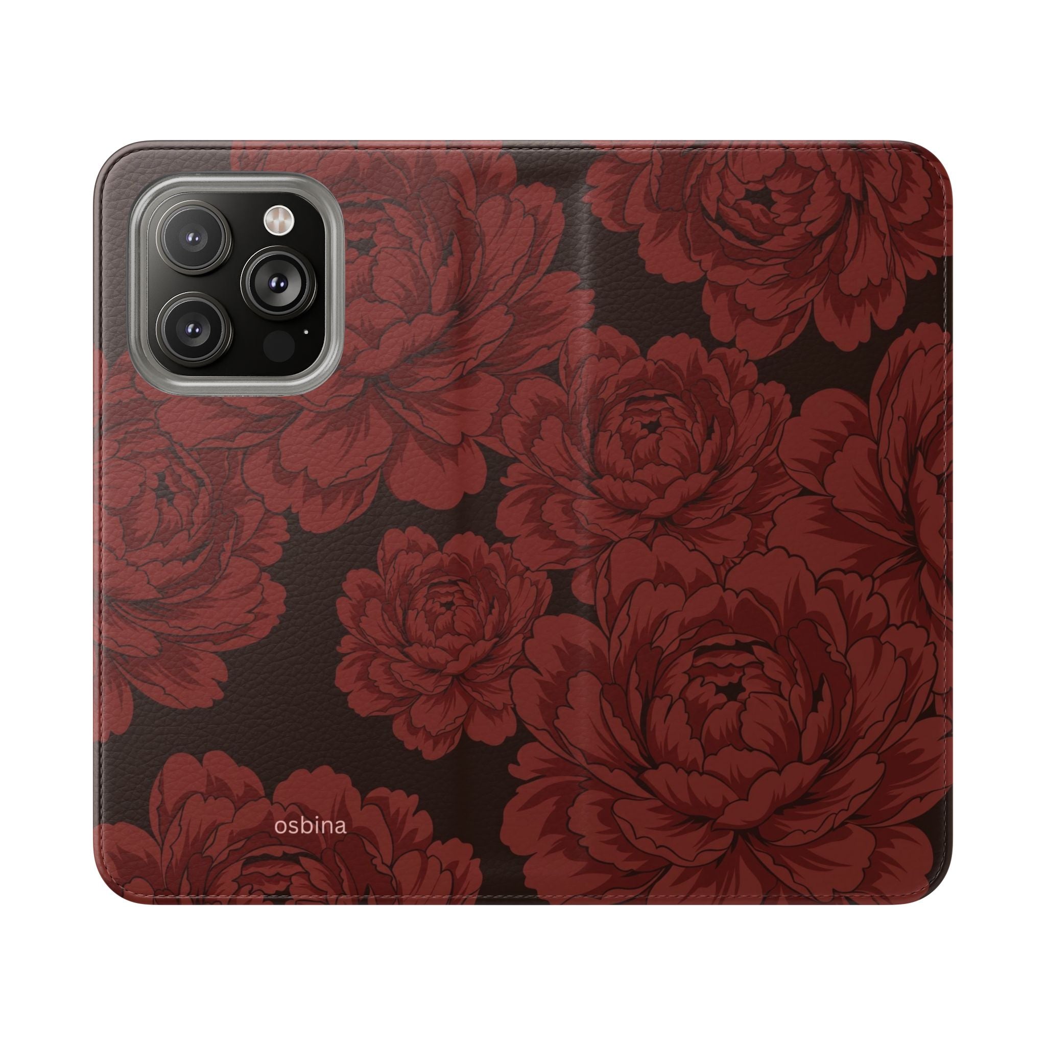 osbina | Wallet Flip Case for iPhone & Samsung | Oxblood Peony