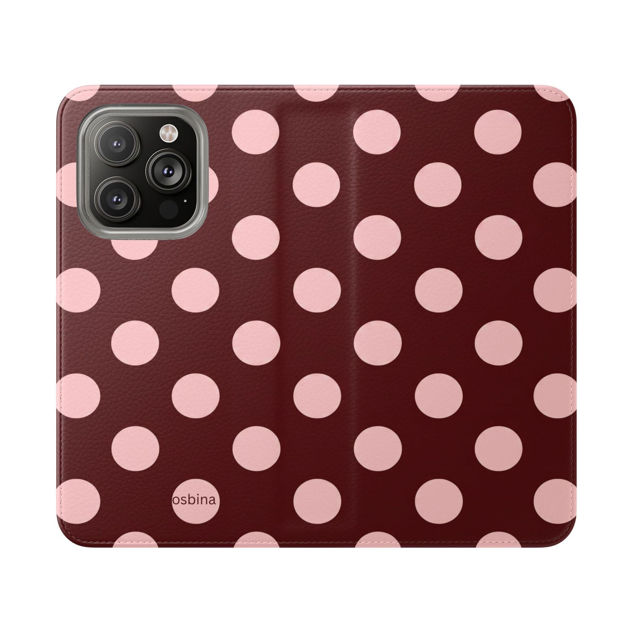 osbina | Wallet Flip Case for iPhone & Samsung | Oxblood Dot